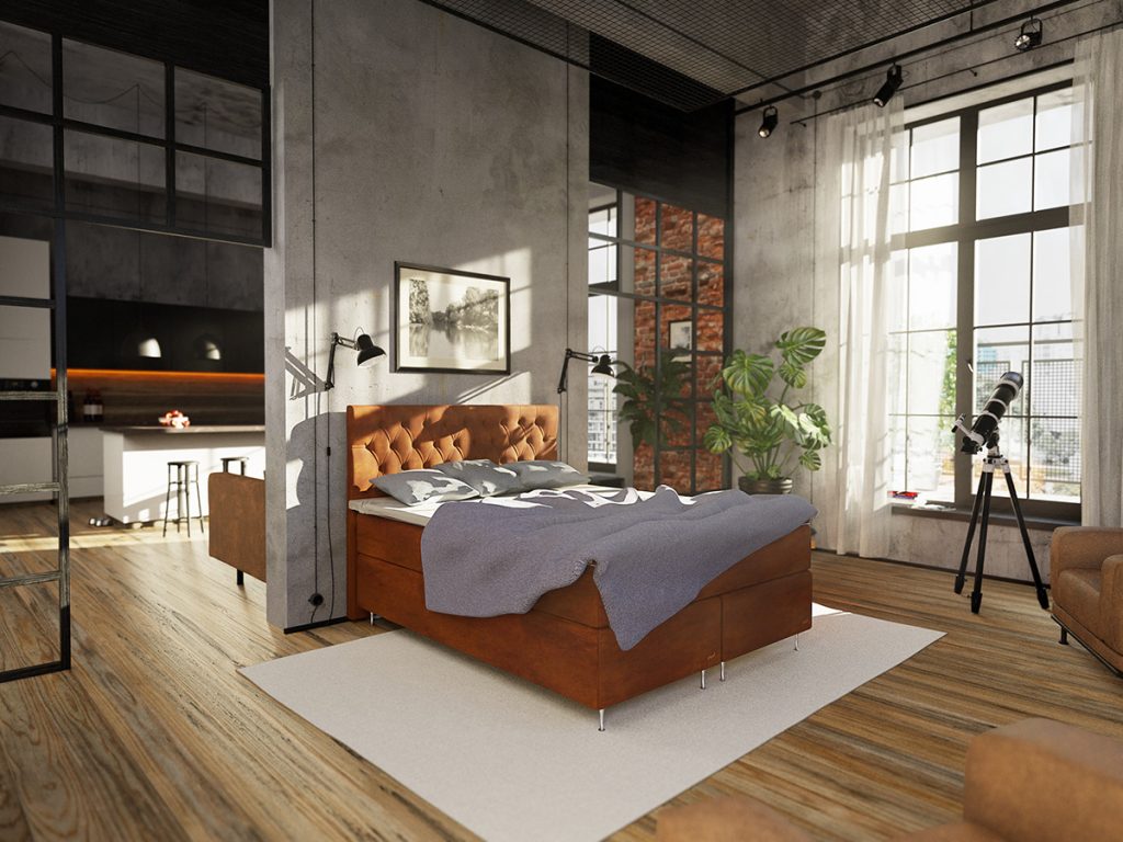 3D renderdus magamistoa interjöörist