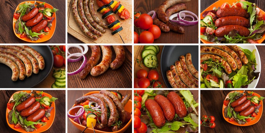 Grillvorstide pakendifotode kollaaž